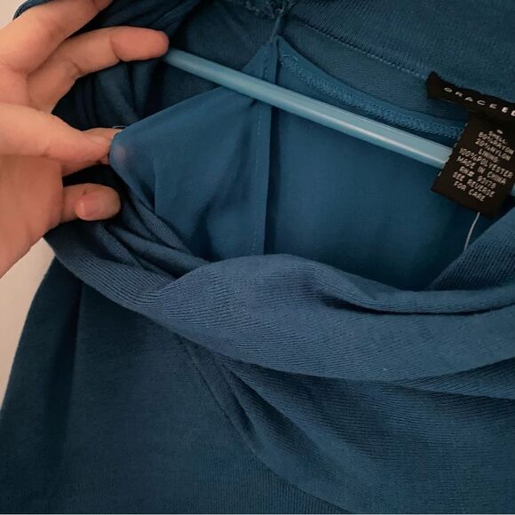 Grace Elements Women’s Cowl Neck Blue Long Sleeve 2 Piece Sweater size S - Picture 4 of 5